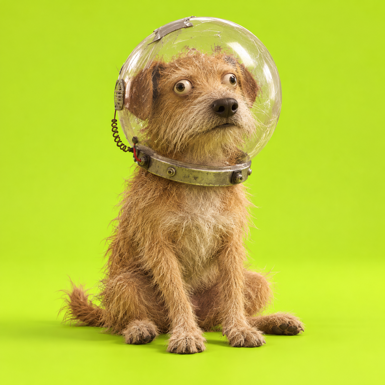 Dog in an astronaut helmet